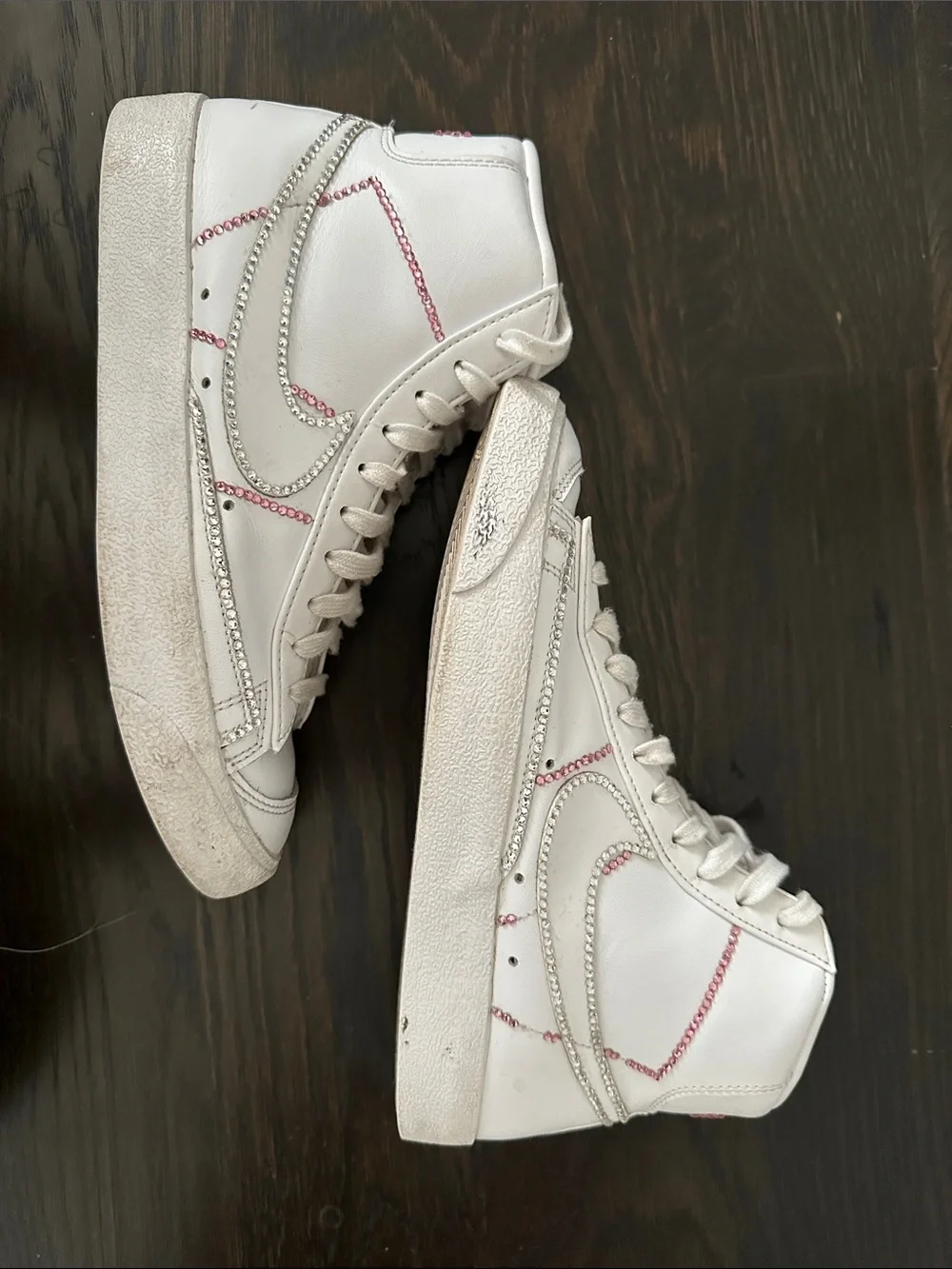 Nike Blazer High-Top Sneakers with custom Rhinestone Swoosh and Detailing